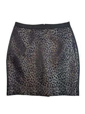 Ann Taylor Leopard Jacquard Mini Skirt Women's 2 Bronze Black Lined